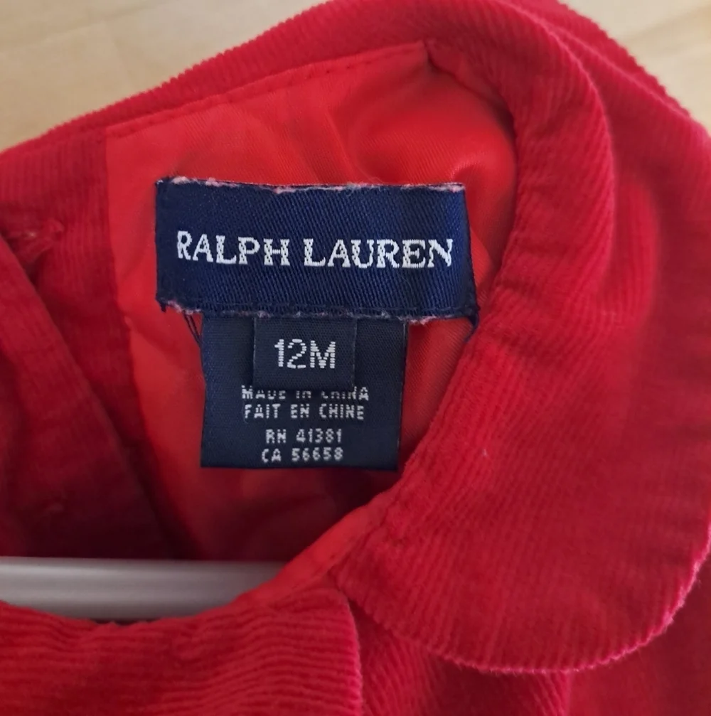 Ralph Lauren Baby Girls’ Red Corduroy Holiday Dress with Bloomers – Size 12M